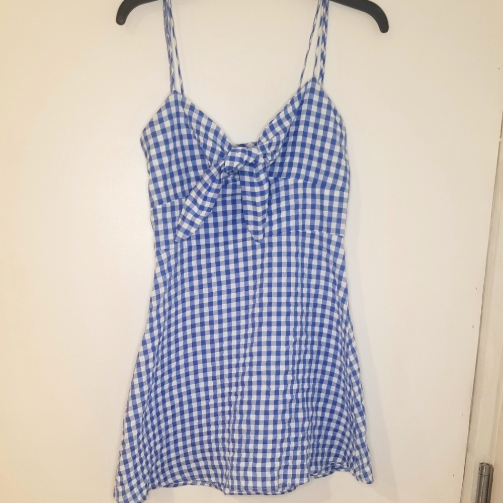 Women's Mini Blue and White Plaid Dress. Size M